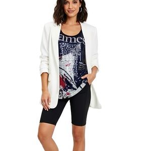 Garcia navy black white sequin graphic print racerback mini dress tunic top S